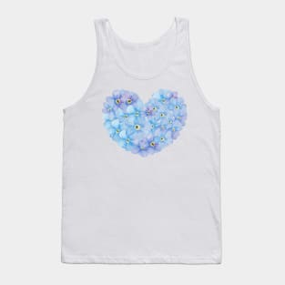 Forget Me Not Blue Flowers Heart - Floral Heart Design Tank Top